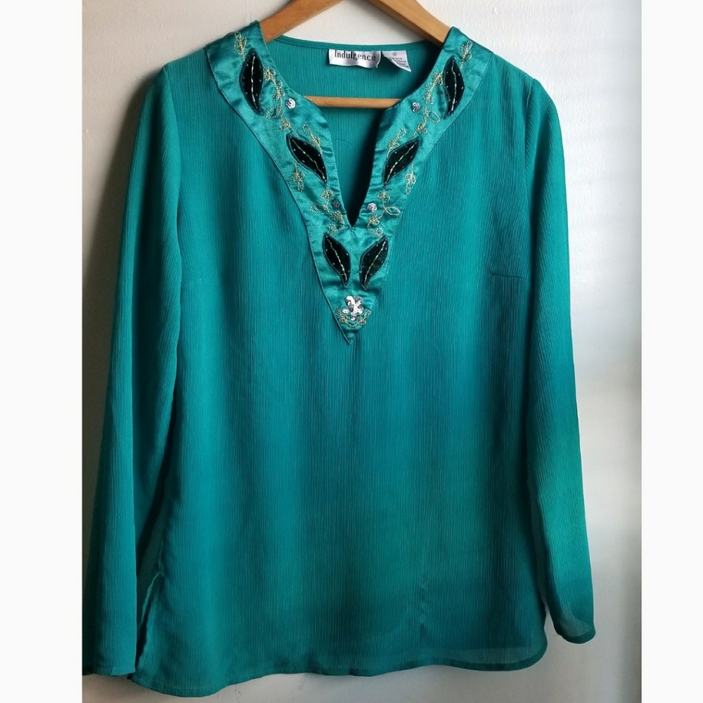 Teal Peasant Blouse